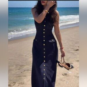 Micas meshki inspired Navy Blue Sleeveless Maxi Dress S